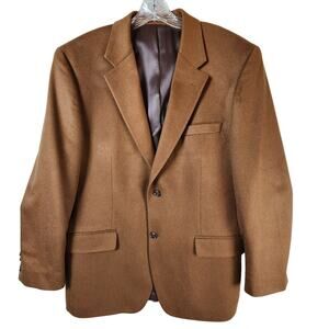 Tasso Elba Sport Coat Men Size 42R Brown 2 Button 100% Cashmere Regular